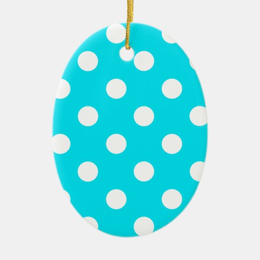Polka dots cyan hex code 00E3F4 Keramik Ornament (Vorne)