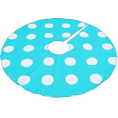 Polka dots cyan hex code #00E3F4 Polyester Weihnachtsbaumdecke (Schrägansicht)