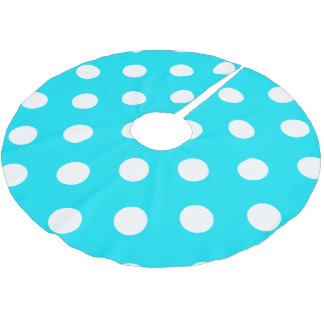 Polka dots cyan hex code #00E3F4 Polyester Weihnachtsbaumdecke