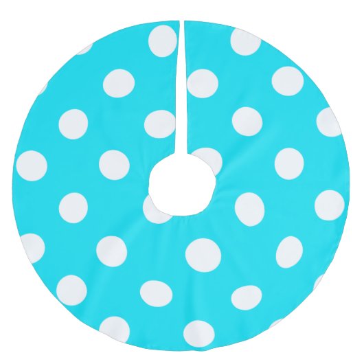 Polka dots cyan hex code #00E3F4 Polyester Weihnachtsbaumdecke (Vorderseite)