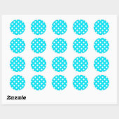 Polka dots cyan hex code 00E3F4 Runder Aufkleber (Blatt)