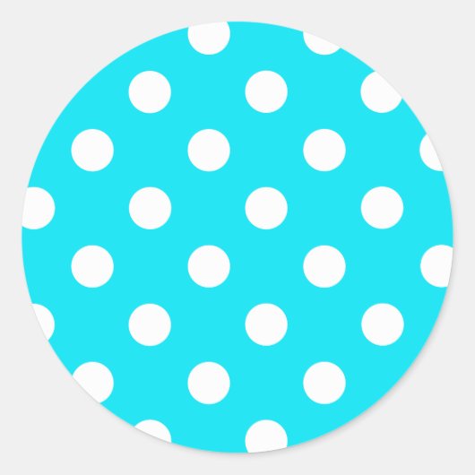 Polka dots cyan hex code 00E3F4 Runder Aufkleber (Vorderseite)