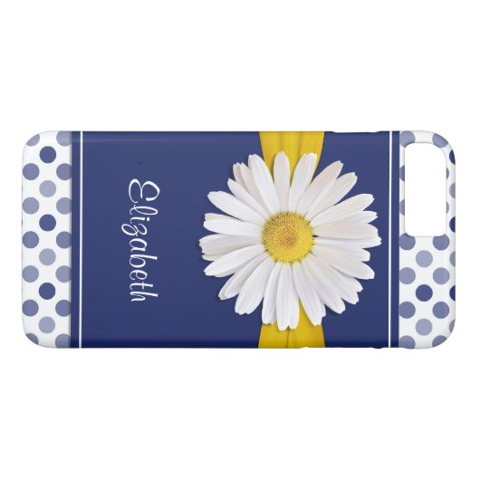 Polka Dots Daisy Navy Personalisiert Case-Mate iPhone Hülle (Rückseite (Horizontal))