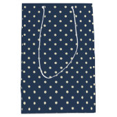 Polka-dots Dark Blue Gift Bag Mittlere Geschenktüte (Vorderseite)