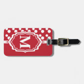 Polka Dots | DIY Monogram | Dunkelrot Gepäckanhänger (Vorderseite horizontal)
