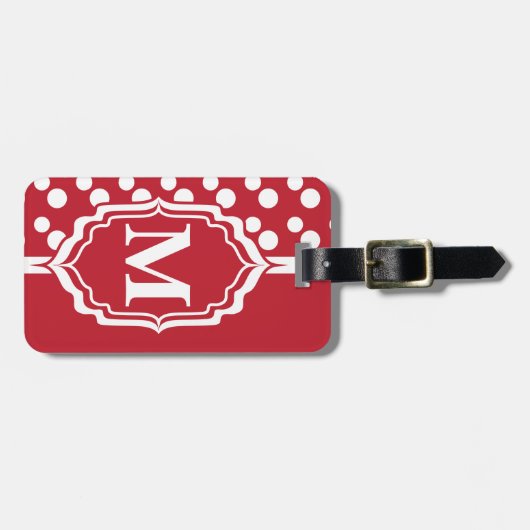 Polka Dots | DIY Monogram | Dunkelrot Gepäckanhänger (Vorderseite horizontal)