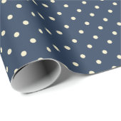 Polka-dots dunkelblaues Umhüllungspapier Geschenkpapier (Rolleneckpunkt)