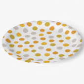 Polka dots gelbes Party Papier Teller (Schrägansicht)