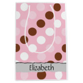 Polka Dots, gepunktetes Muster, rosa, braun, Ihr N Mittlere Geschenktüte (Vorderseite)