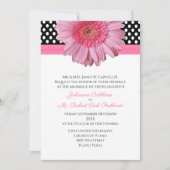 Polka Dots & Gerber Daisy Wedding Einladung (Vorderseite)