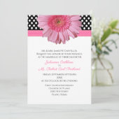 Polka Dots & Gerber Daisy Wedding Einladung (Stehend Vorderseite)