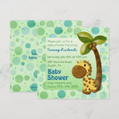 Polka Dots Giraffe - Neutrale Babydusche Einladung (Vorne/Hinten)