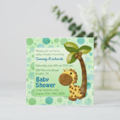 Polka Dots Giraffe - Neutrale Babydusche Einladung (Stehend Vorderseite)