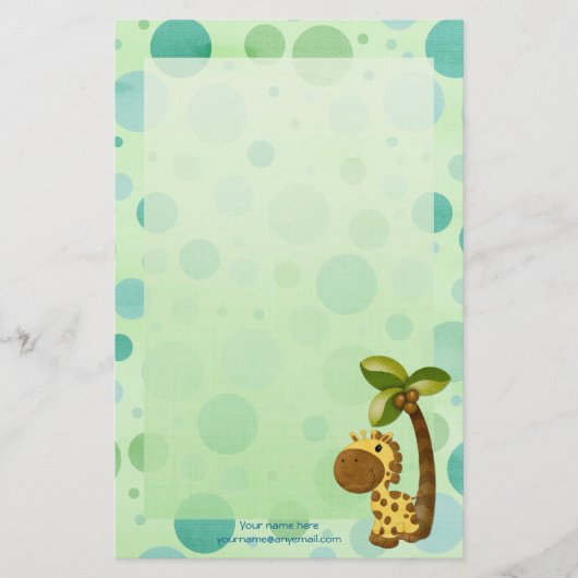 Polka Dots Giraffe - Thema "Neutrales Baby und Kin Briefpapier (Vorderseite)