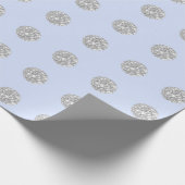 Polka Dots Glitzer Blue Silver Baby Dusche Geschenkpapier (Ecke)