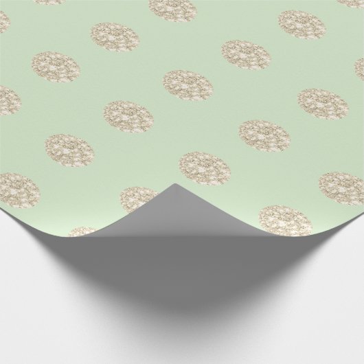 Polka Dots Glitzer Funkelnd Mint Grüne Pastel Elfe Geschenkpapier (Ecke)