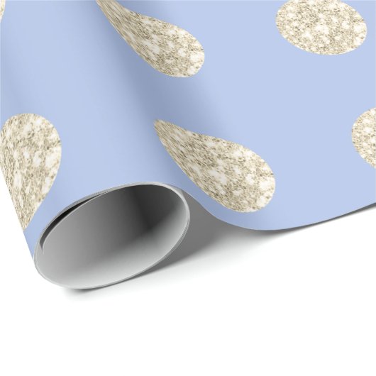 Polka Dots Glitzer Funkelnd Pastel Blue Ivory Geschenkpapier (Rolleneckpunkt)