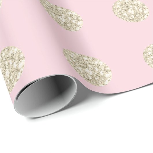 Polka Dots Glitzer Funkelnd Pastel Pink Blush Elfe Geschenkpapier (Rolleneckpunkt)