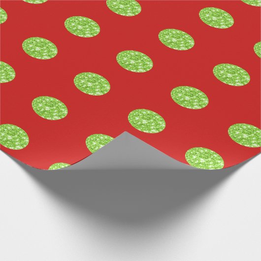 Polka Dots Glitzer Mint Spark Red Bright Vivid Geschenkpapier (Ecke)