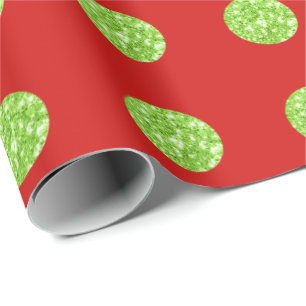 Polka Dots Glitzer Mint Spark Red Bright Vivid Geschenkpapier