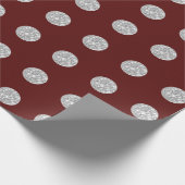 Polka Dots Glitzer Silver Gray Gray Burgundy Maro Geschenkpapier (Ecke)