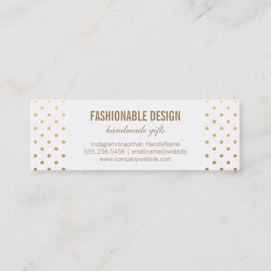 Polka Dots Gold Mini Visitenkarte (Rückseite)