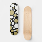Polka Dots Gold Muster Skateboard (Vorderseite)
