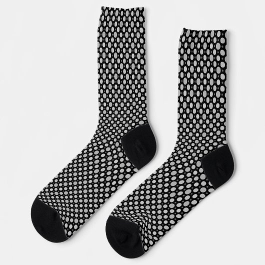 Polka Dots Grau und Schwarz Abstraktes Muster Socken (Linkes Detail)