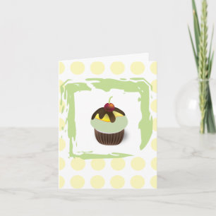 Polka Dots Green Cupcake mit Cherry Birthday Card Karte