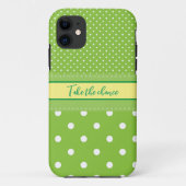 Polka dots grün weißes iPhone Case (Rückseite)
