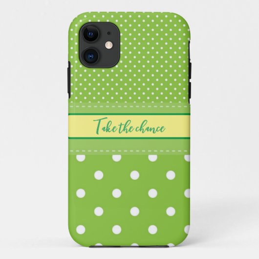 Polka dots grün weißes iPhone Case (Rückseite)