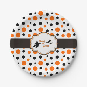 Polka Dots Hallowen Paper Tellers 7" Pappteller