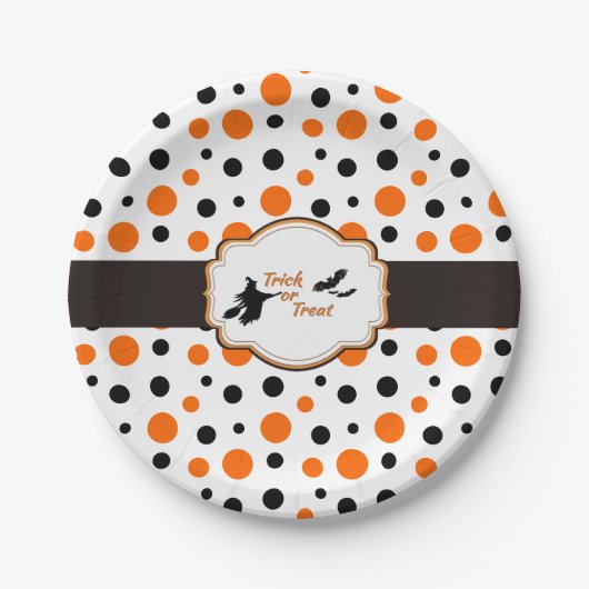 Polka Dots Hallowen Paper Tellers 7" Pappteller (Vorderseite)