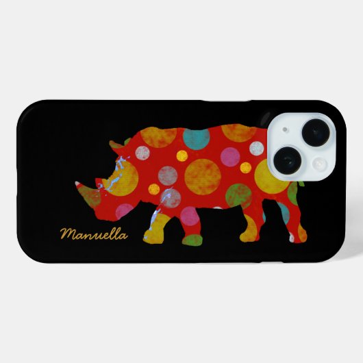 Polka Dots Happy Rhino Case-Mate iPhone Hülle (Rückseite (Horizontal))