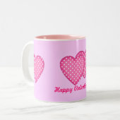 Polka Dots Hearts Zweifarbige Tasse (Vorderseite Links)