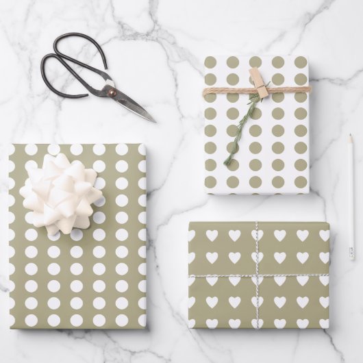 Polka dots herz geschenkpapier set (Vorderseite)