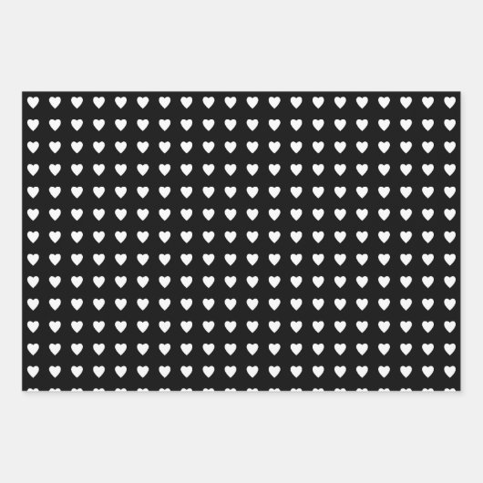 Polka dots herzen schwarz geschenkpapier set (Vorderseite 3)
