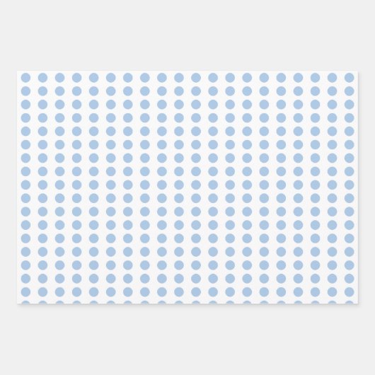 Polka dots herzen weiß pastellblau geschenkpapier set (Vorderseite 2)