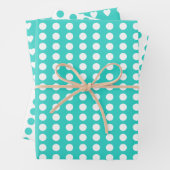 Polka dots herzen weiß türkis geschenkpapier set (Beispiel)