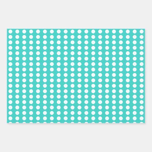 Polka dots herzen weiß türkis geschenkpapier set (Vorderseite)