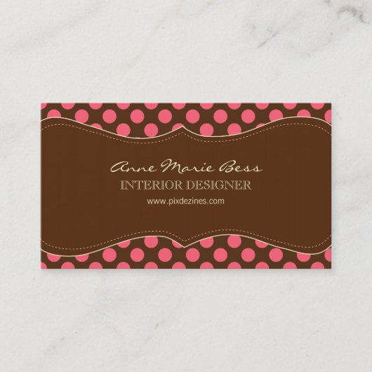 Polka Dots Himbeere Schokolade Visitenkarten Visitenkarte (Vorderseite)