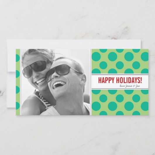 Polka Dots Holiday Foto Card Feiertagskarte (Vorderseite)