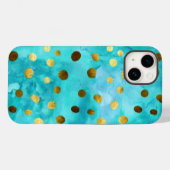Polka Dots Imitate Gold und Türkis Wasserfarben Fa Case-Mate iPhone Hülle (Rückseite (Horizontal))