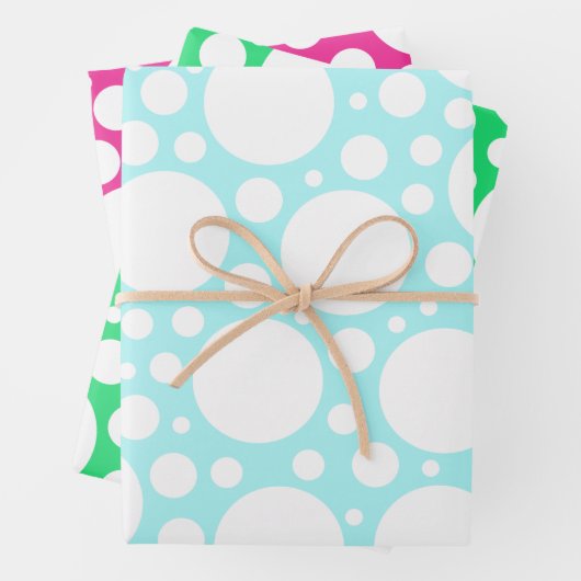 Polka Dots in 3 Farben Umhüllungspapierblätter Geschenkpapier Set (Beispiel)