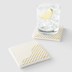 Polka Dots in Gold und Weiß Steinuntersetzer