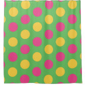 Polka Dots in kalkgrün, heiß rosa und gelb Duschvorhang (Vorderseite)