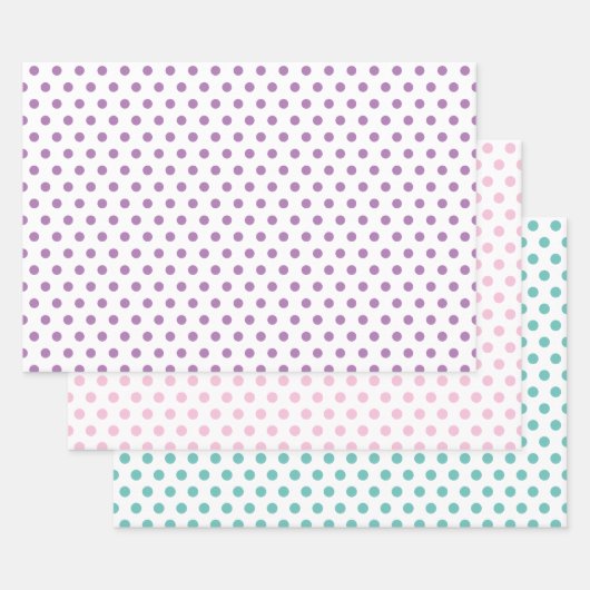 Polka Dots in Rosa, Blau und Lavendel Geschenkpapier Set (Set)