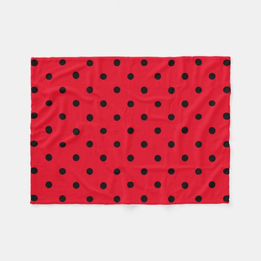 Polka Dots in Rot und Schwarz Fleecedecke (Vorderseite (Horizontal))