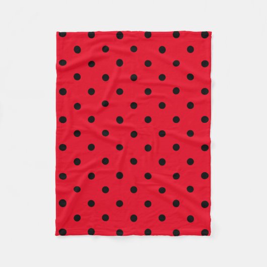 Polka Dots in Rot und Schwarz Fleecedecke (Vorderseite)