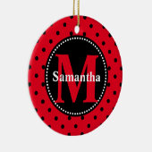 Polka Dots in Rot und Schwarz Personalisiert Keramik Ornament (Rechts)